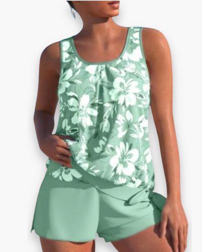 Damen Modisches Floral Tankini Set | Zweifarbig