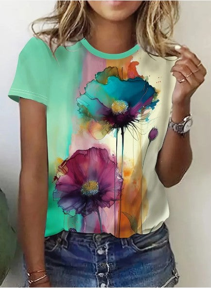 Kreatives damia-t-shirt mit blumendruck