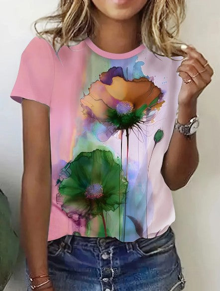 Kreatives damia-t-shirt mit blumendruck