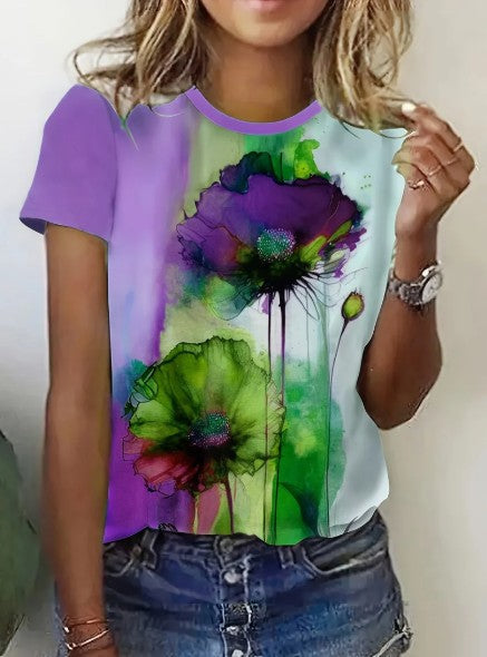 Kreatives damia-t-shirt mit blumendruck