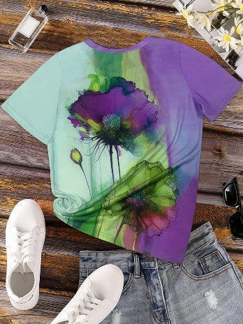 Kreatives damia-t-shirt mit blumendruck