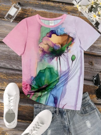 Kreatives damia-t-shirt mit blumendruck