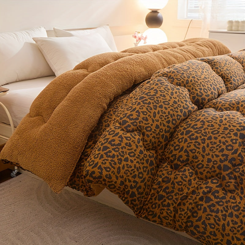 Warme Samt-Steppdecke mit Leopardenmuster – Luxuriös & kuschelig für den Winter